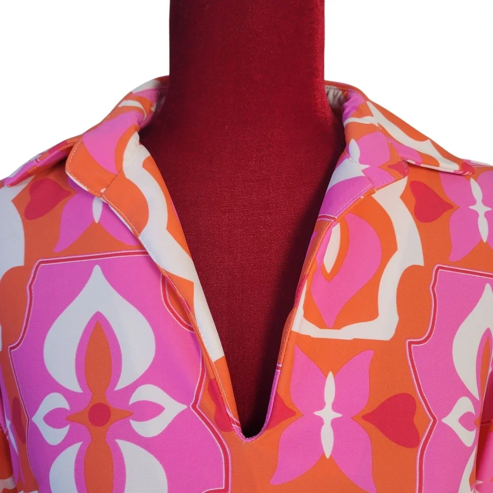 Jude Connally Made in USA Shift Dress Geometric Floral Sz XS *Runs Big* HG4514‎